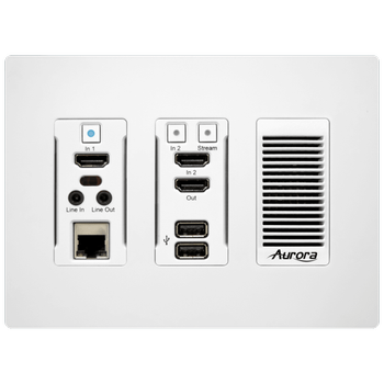 Aurora Multimedia 3rd gen. 4K 10Gbps SDVoE AV-over-IP transceiver wall plate (ASIC model, copper version, white) (IPX-TC3A-WP3-C-Pro-W)