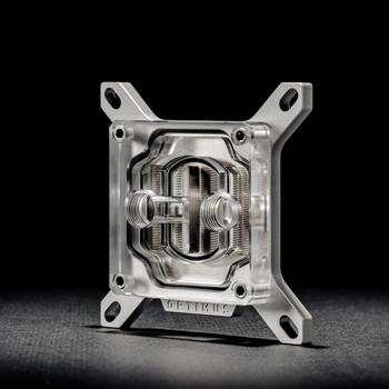 OPTIMUS Foundation CPU Block - Acrylic Top - Satin Silver Billet Mount - Nickel Cold Plate - Intel (op-cpu-fou-a-n-intel)