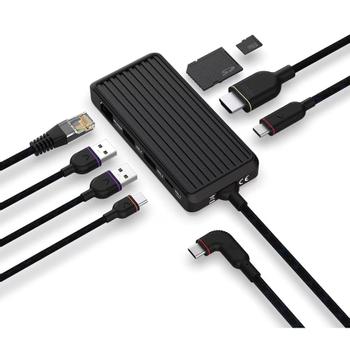 UNISYNK 8 Port USB-C Hub V2 4K 60Hz 100W Black (10385)