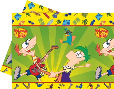 Phineas & Ferb Plastduk str. 120x180 cm Praktisk engangsduk i Phineas & Ferb-design. (1 stk)