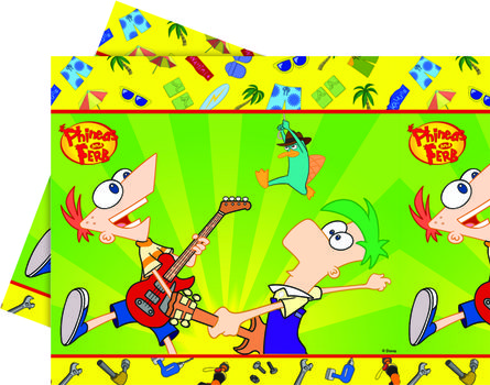 Phineas & Ferb Plastduk str. 120x180 cm Praktisk engangsduk i Phineas & Ferb-design. (1 stk) (126-7087)