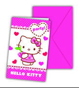 Hello Kitty Invitasjoner - 6 stk Kjekt å ha når gode venner skal inviteres!