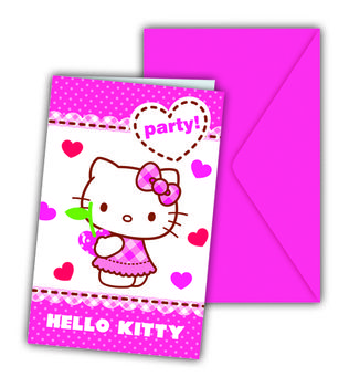 Hello Kitty Invitasjoner - 6 stk Kjekt å ha når gode venner skal inviteres! (126-81797)