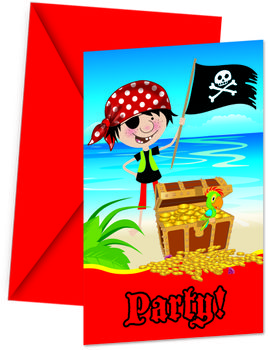 Pirater Invitasjoner - 6 stk