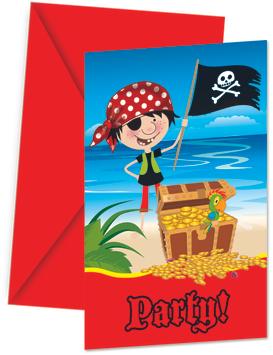 Pirater Invitasjoner - 6 stk