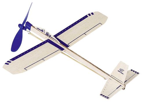 Goki Gliderfly med strikkmotor,  blå/hvit (229-15505)