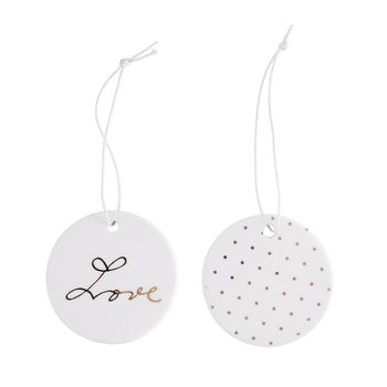 Bloomingville Ornament Love Hvit-gull,  2stk (152-75234189)