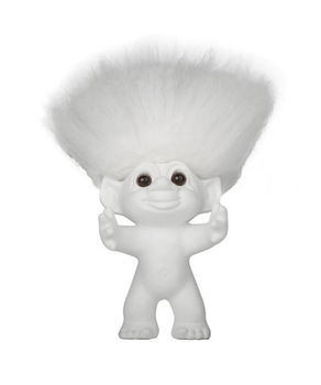 Lykketroll Hvit m/hvitt hår, H12cm (371-92951)