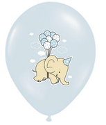 PartyDeco Ballonger Elefant Blå, 6stk