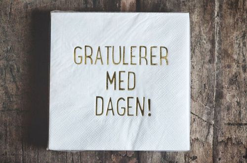 Trend Design Serviett "Gratulerer",  Hvit/ Gulltrykk (298-L66859)
