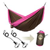 La Siesta Colibri Reisehengekøye Dobbel med oppheng, brun-rosa (132-CLH20-7)