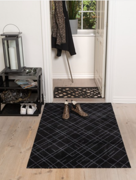 Tica Copenhagen Gulvmatte Lines Sort-Grå 90x130