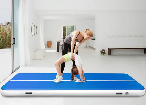 AIRTRACK Oppblåsbar gymnastikk-matte 6x2m, 20cm tykkelse_Blå/ Hvit (AIRTRACK-6x2)