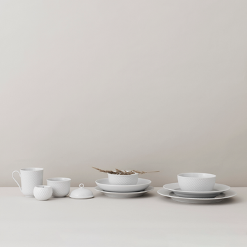 Lyngby Rhombe Dyp Tallerken Ø23cm_Hvit (521-201228)