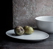 Lyngby Rhombe Serveringsfat Oval 35x26cm_Hvit (521-201205)