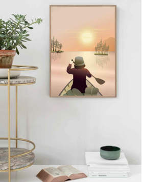 Vissevasse Poster "Canoeing-On-The-Lake" 50x70cm (619-F-2020-016-L)