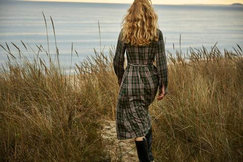 Lexington Lexington Skjortekjole Kaitlyn L Grønn-rutet lyocell ( 588-22131302)