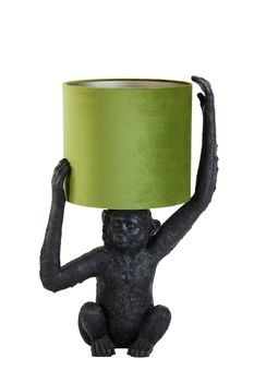 Light & Living Bordlampe Monkey Sort Oliven