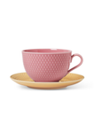 Lyngby Rhombe Color Tekopp m/ skål Rosa-Sand (521-201340)