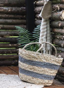 Ib Laursen Strandveske Stripe Natur/Grå (171-4497-00)