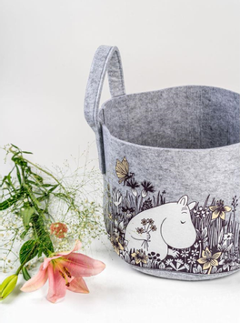 Mummi Oppbevaringskurv Blomstereng 30x37cm Grå