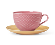 Lyngby Rhombe Color Tekopp m/ skål Rosa-Sand (521-201340)