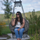 Vivere Hengestol Deluxe-Macrame pute inkl, Grå (540-MACRAME-02)