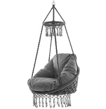 Vivere Hengestol Deluxe-Macrame pute inkl, Grå (540-MACRAME-02)