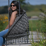 Vivere Hengestol Deluxe-Macrame pute inkl, Grå (540-MACRAME-02)