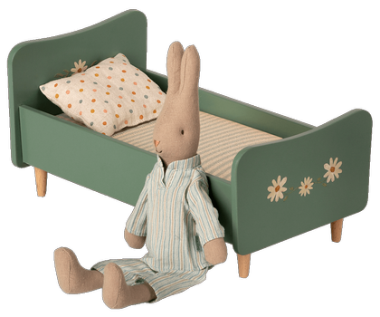 Maileg Miniature Dukkehusmøbler Seng Mint-Blue (375-11-1005-01)
