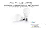 PHILIPS Smart-Lyspære Wi-Fi LED E27 Varmhvit Dimmbar (MUE4088RT)