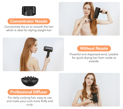 Zhibai Hårføner HL321 Anti-statisk,  Svart (HL321-BK)