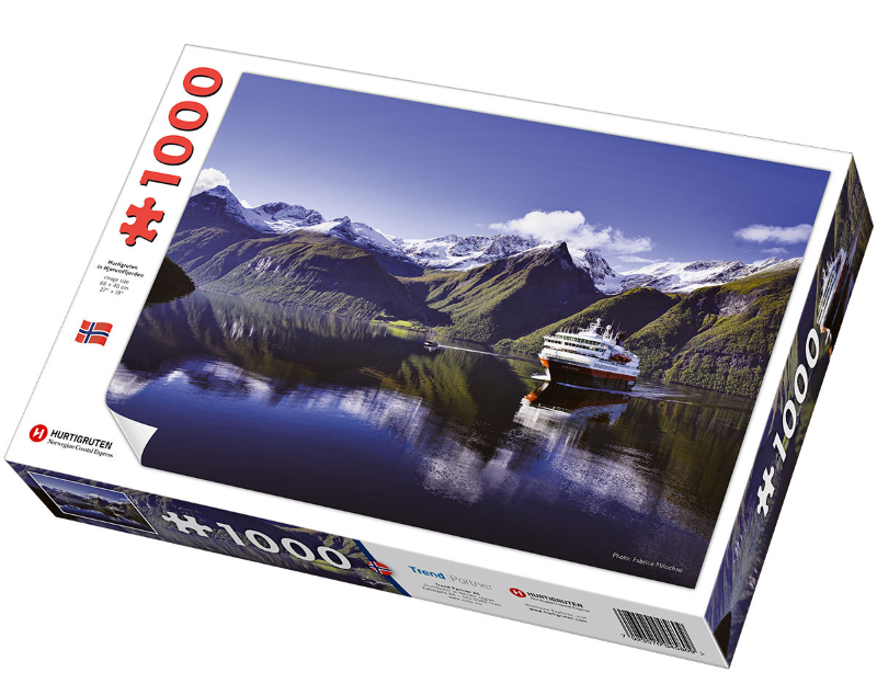 Puslespill 1000 Brikker - Hurtigruten I Hjørundfjorden