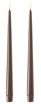 Deluxe Kronelys LED Shiny-Mocca 2stk (621-RF-K-0016)