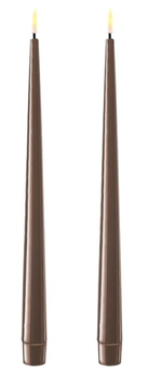 Deluxe Real-flame batterilys kronelys 2stk shiny-mokka (621-RF-K-mocca)