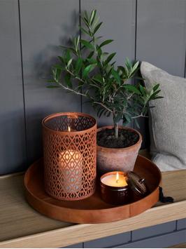 Rebell Lykt Bormio H22cm brunt-skinn (479-116907)