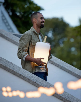 Kooduu Atmos Vinkjøler-lampe-høyttaler,  Jacob Jensen design, sølv (711-KO10-0204LS033-00)