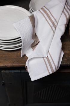 Halvor Bakke Kjøkkenhåndkle Stripe Hvit-Beige (415-H14529)
