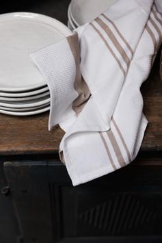 Halvor Bakke Kjøkkenhåndkle Stripe Hvit-Beige