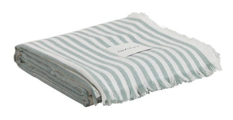 GANT Stripete pledd lammeull-lin 130x180cm grønn