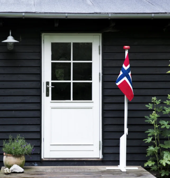 Langkilde & Søn Flaggstang med Norsk Flagg Hvit 180cm