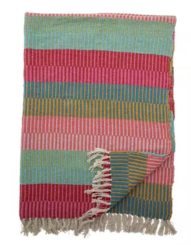 Bloomingville Isnel Pledd Grønn-Rosa Bomull 130x160