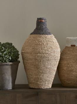 Riviera Maison Krukke Sisal Natur-Svart Ø40xH72