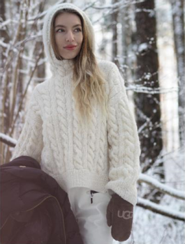 Knit Norway Flette Hoodie Genser Oppskrift (642-10757)