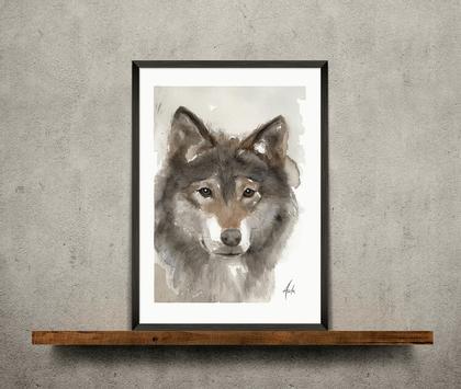 Nordic Wild Kunsttrykk Ulv 30x40cm Akvarellpapir