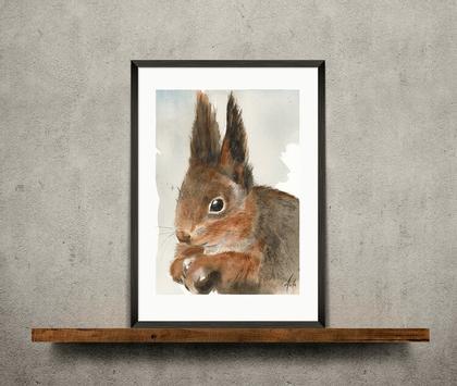 Nordic Wild Kunsttrykk Ekorn 30x40cm Akvarellpapir