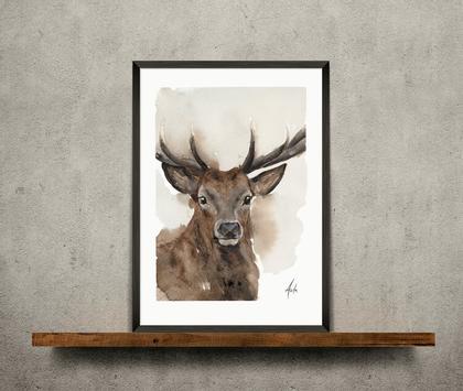 Nordic Wild Kunsttrykk Hjort 30x40cm Akvarellpapir