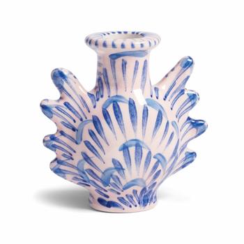&Klevering Lysestake Vase Shellegance Blå-Rosa H9