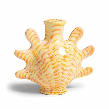&Klevering Lysestake Vase Shellegance Gul H13