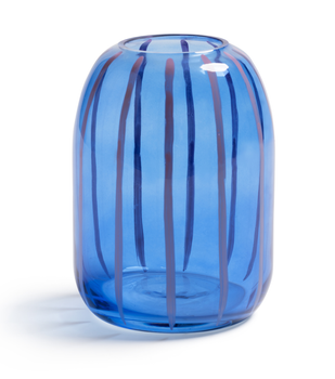 &Klevering Sweep Vase Blå med striper H14cm